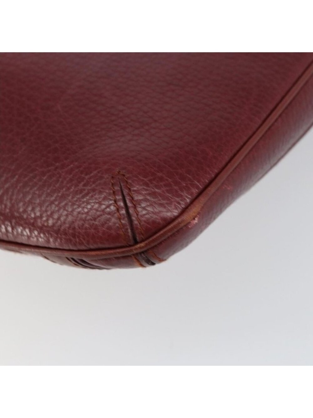 Authentic CARTIER Shoulder Bag Leather Bordeaux Gold - Picture 8 of 16
